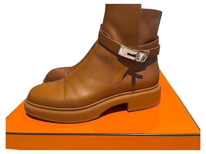 Hermès Veo ankle boots caramel leather size 39