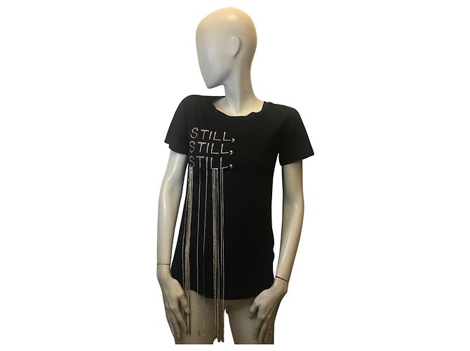 Autre Marque Silvian Heach Camiseta com aplicação de strass Preto