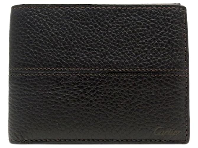 NEW CARTIER L WALLET3001263 SELLIER BROWN GRAINED LEATHER WALLET BOX  ref.708369