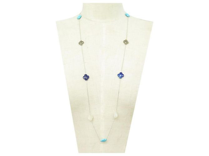 COLLAR MORGANNE BELLO 9 COLLAR TRÉBOL LAPISLÁZULI TURQUESA Plata