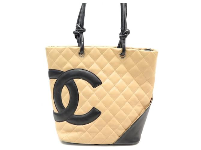 CHANEL CAMBON SHOPPING PM BAG IN BEIGE QUILTED LEATHER HAND BAG  ref.708400