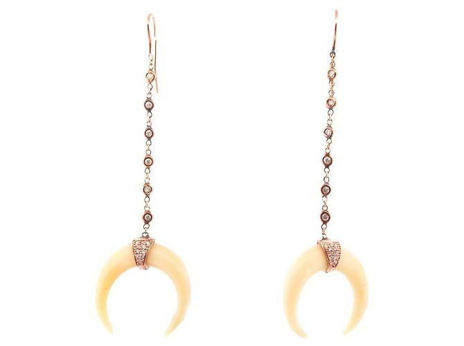 ORECCHINI JACQUIE AICHE IN CORNO ORO ROSA E DIAMANTI ORECCHINI D'oro