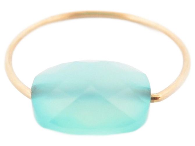 NUEVO ANILLO CANDY T DE MORGANNE BELLO 55 COJÍN ORO AMARILLO 18K Y AMAZONITA Dorado