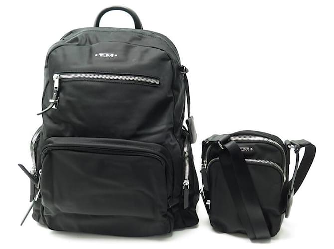 NEW TUMI CARSON BACKPACK 109963 RUMA POUCH 109993 SILVER BACKPACK BAG Black Cloth  ref.708511