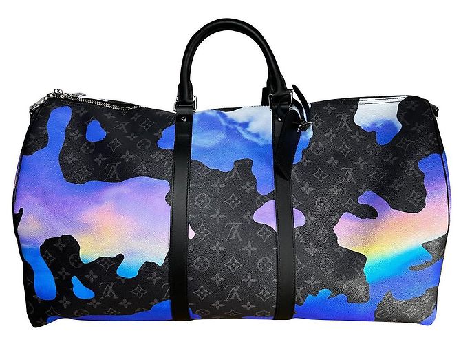 Abbesses Louis Vuitton Keepall 55 bandouliere Multicolore Gris anthracite