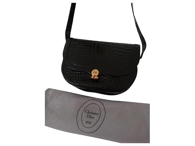 Christian Dior handbag in black crocodile Exotic leather  ref.708680