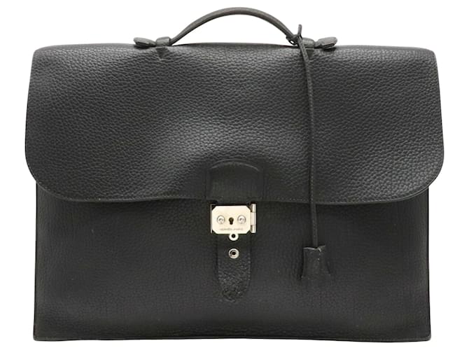 Hermès Sac à dépêches Black Leather  ref.708696