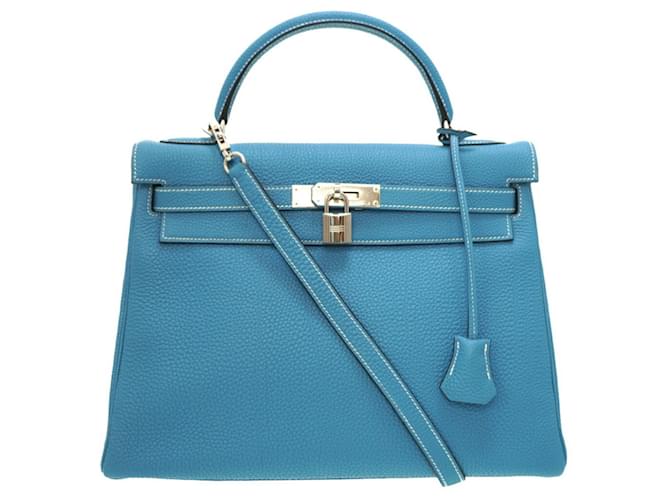 Hermès Kelly 32 Blue Leather  ref.708751