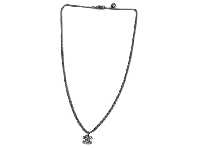 Silver-Toned Chanel CC Necklace Silvery Metal  ref.709015