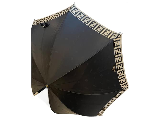 Parapluie à logo Fendi noir Nylon  ref.709028