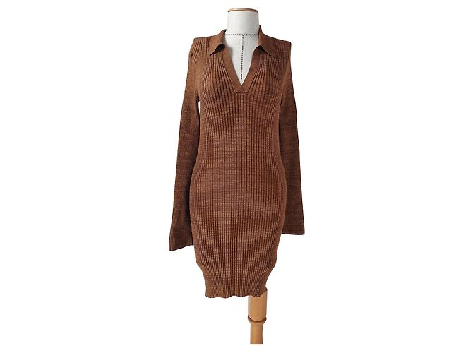 Vestido marrón de viscosa Helmut Lang Castaño