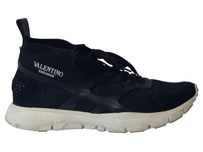 Valentino Garavani Sound High Sneakers aus schwarzem Leder  ref.709155