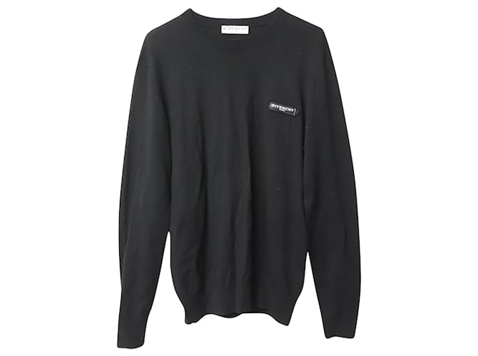Givenchy Rundhals-Strickpullover aus schwarzer Baumwollmischung Baumwolle  ref.709176