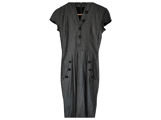 Christian Dior Midi dress Grey Wool  ref.709315