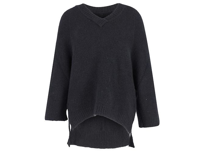 Suéter Adam Lippes Chunky Knit Deep Gola V em Caxemira Preta Preto