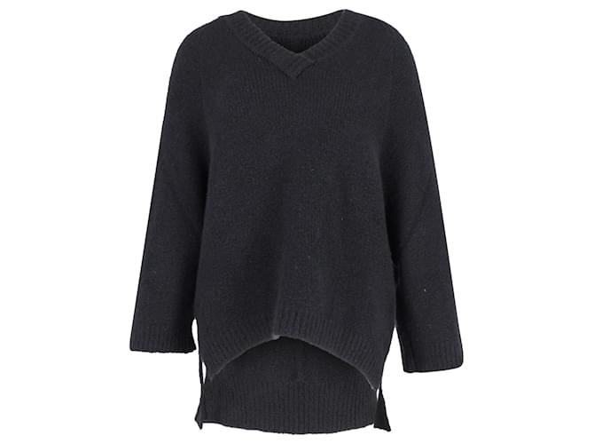Maglione maglione con scollo a V profondo in maglia grossa di Adam Lippes in cashmere nero Cachemire Lana  ref.709559