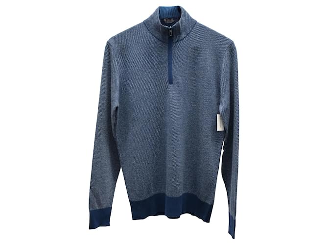 Loro Piana Roadster Pullover Sweater in Blue Cashmere Wool  ref.709563