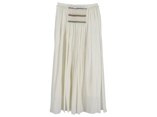 Falda larga Chloé con trenzado gitano en seda color crema Blanco Crudo  ref.709569