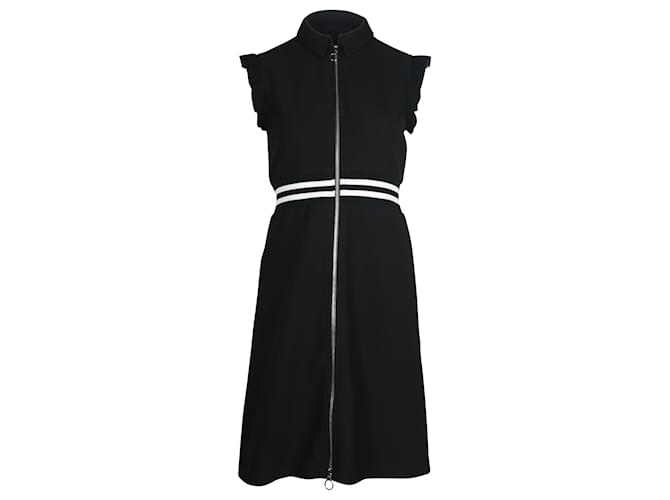 Maje Ruffled Sleeve Mini Dress in Black Polyester  ref.709587