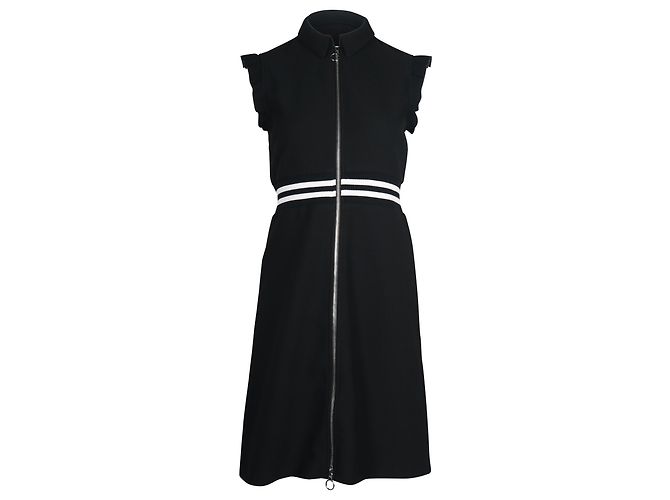 Maje Minikleid mit Rüschenärmeln aus schwarzem Polyester