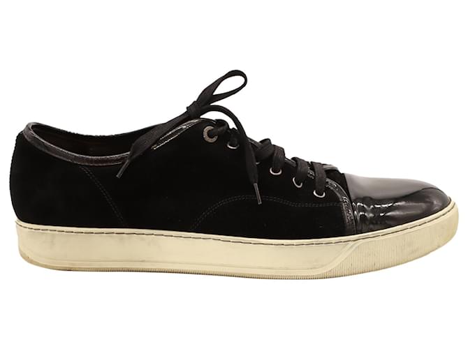 Lanvin Patent Cap-Toe Sneakers in Black Suede  ref.709600
