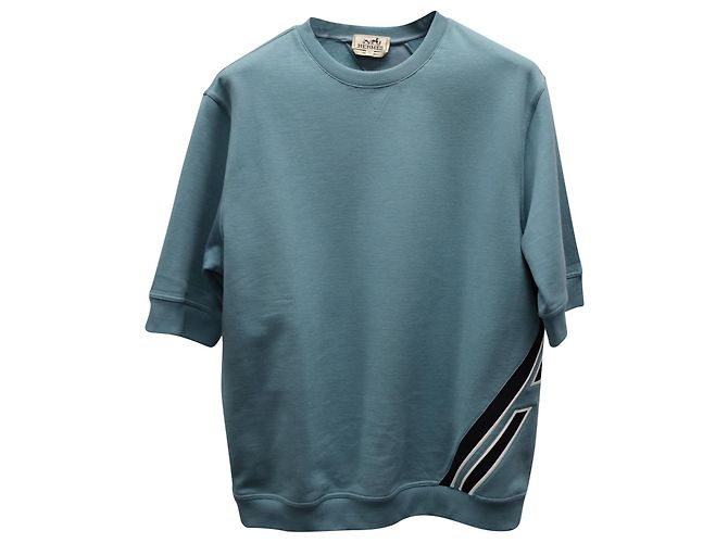 T-Shirt Hermès "Run H" in cotone verde acqua