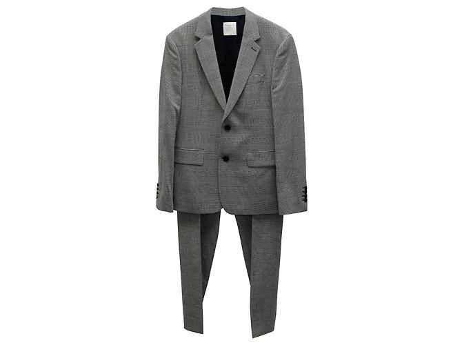 Terno Sandro Paris com design Houndstooth Check em poliéster cinza