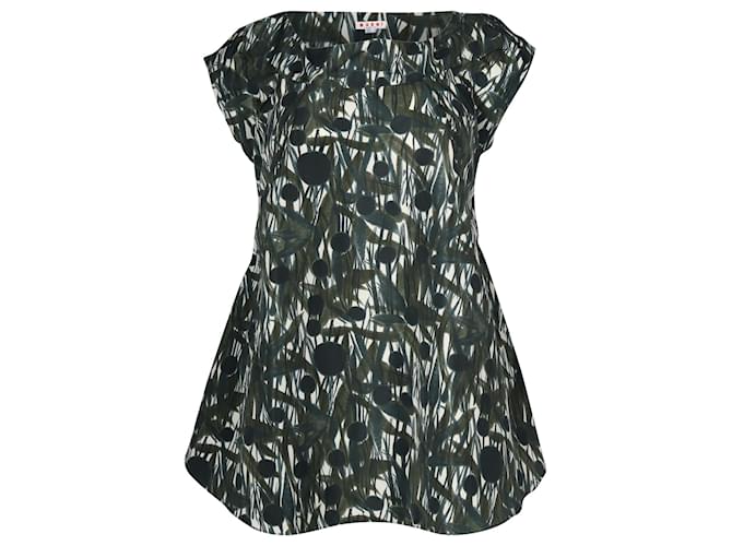 Marni Abstract Printed Top in Green Polyester  ref.709622