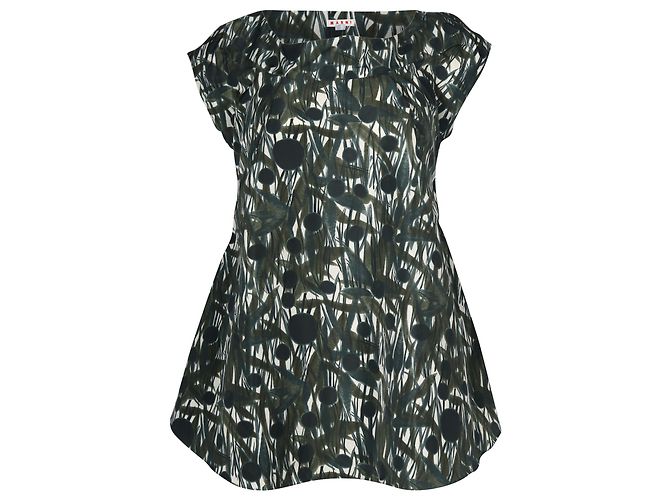 Marni Abstract Printed Top in Green Polyester