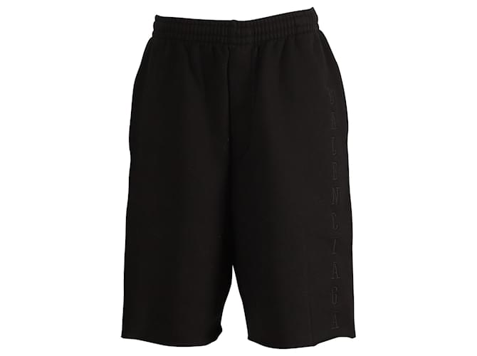Pantaloncini lunghi Balenciaga in felpa di cotone nera Nero  ref.709628