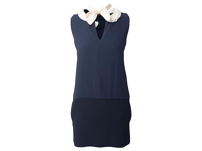  Maje Dress with Peter Pan Collar in Navy Blue Triacetate Synthetic  ref.709629