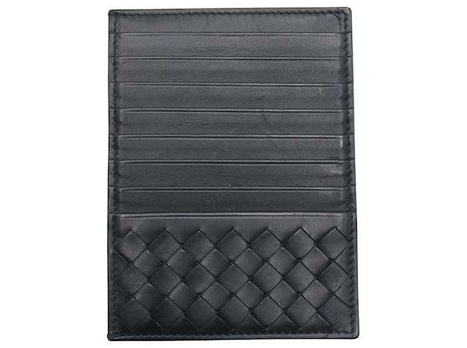 Lange Bottega Veneta Intrecciato Kartenhalter-Geldbörse aus schwarzem Leder  ref.709640