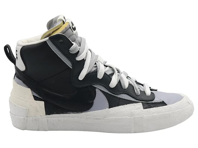 Autre Marque Nike x Sacai Blazer Mid Sneakers aus schwarzem grauem Leder  ref.709644