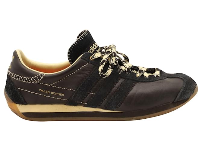 Adidas x Wales Bonner Country Paneled Sneakers in Black Leather  ref.709655