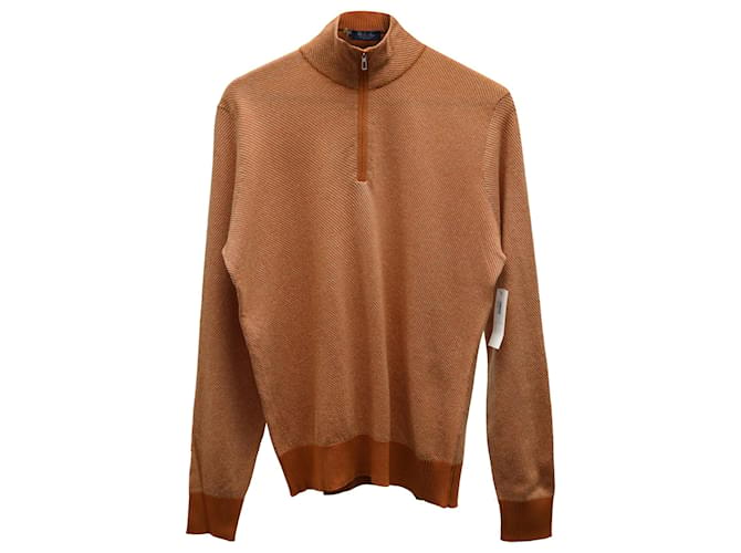 Loro Piana Roadster Pullover Sweater in Orange Cashmere Wool  ref.709715