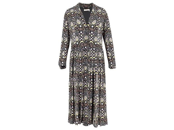 Chloé Button-Front Printed Georgette Dress in Multicolor Viscose Black