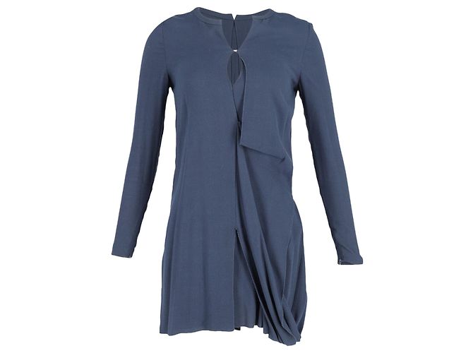 Mini abito asimmetrico a maniche lunghe di Acne Studios in viscosa blu navy