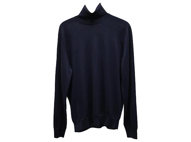 Brunello Cucinelli Jersey de cuello alto en lana azul marino  ref.709783