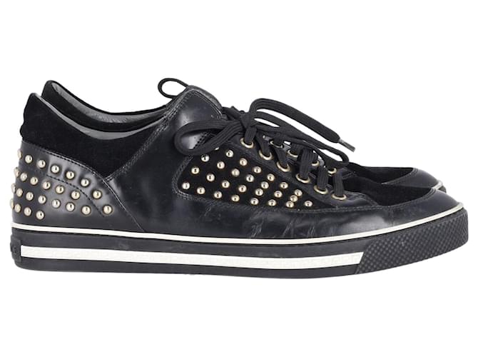 Versace Studded Medusa Sneakers in Black Leather  ref.709827