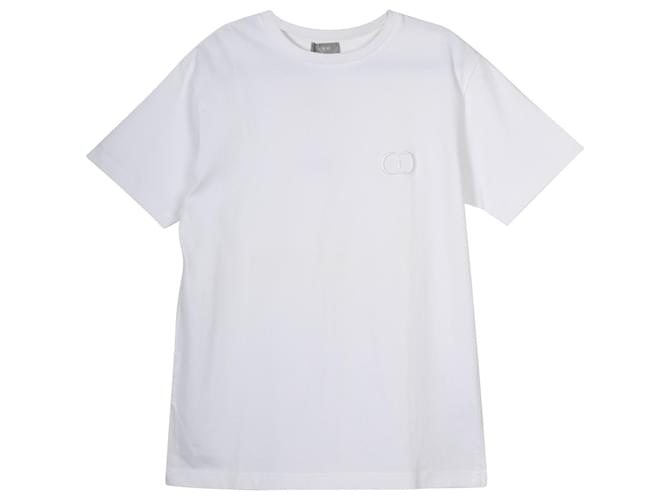 Camiseta Dior CD bordada de algodón blanco  ref.709829