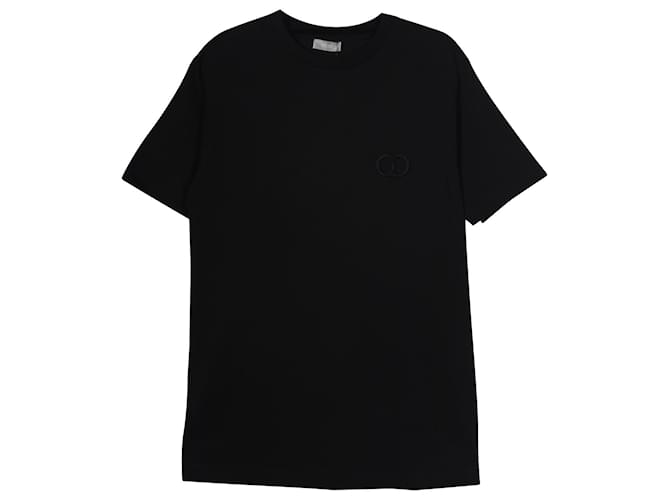 Camiseta Dior CD bordada de algodón negro  ref.709838
