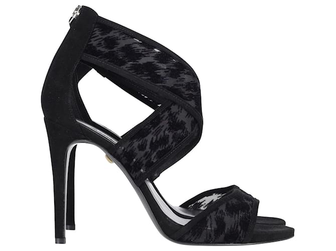 Zapatos de tacón con correa cruzada de malla Diane Von Furstenberg en cuero negro  ref.709852