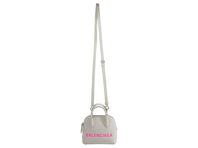 Balenciaga Ville Top Handle Shoulder Bag in White/Pink Calfskin