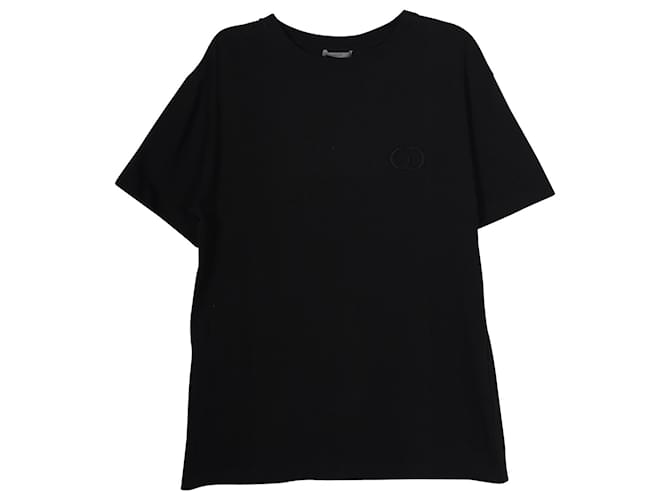 Dior Small CD Embroidered T-shirt in Black Cotton  ref.709857