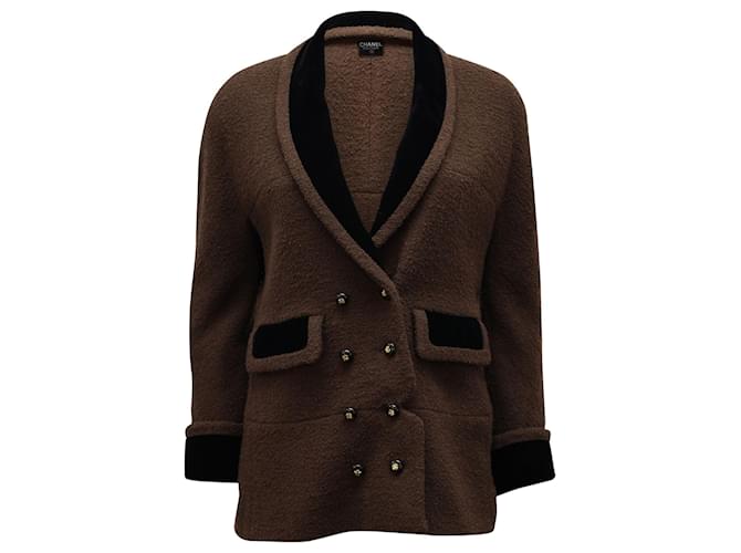Chaqueta Chanel con botonadura forrada en lana marrón Castaño  ref.709867