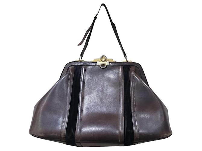 Autre Marque Roberta di Camerino vintage doctor bag '70 Brown Leather  ref.710017