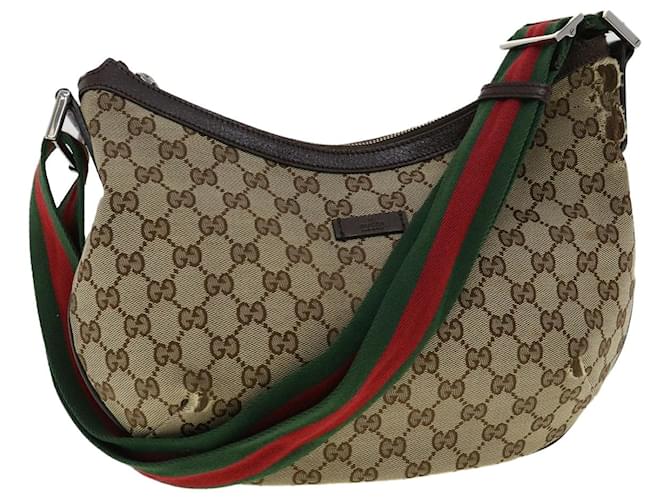 GUCCI-Sherry-Line-GG-Canvas-Leather-Shoulder-Bag-Beige-181092