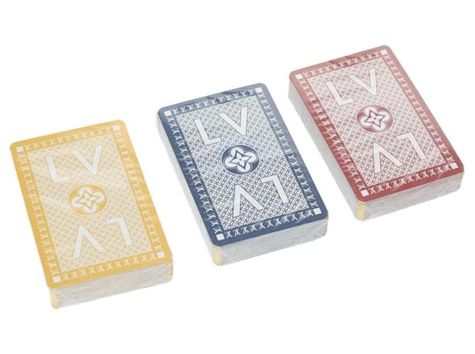 LOUIS VUITTON JEU DE 54 CARTES Playing Cards 3Set NR12222b LV Auth ki2493 Red Blue Yellow  ref.710206