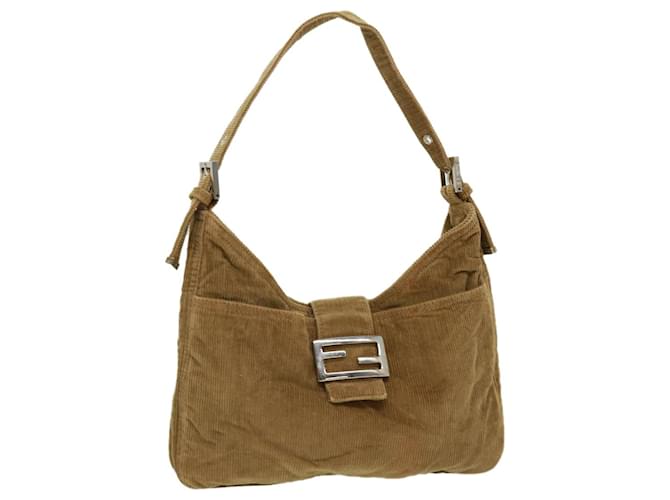 FENDI Mamma Baguette Sac à bandoulière Corduroy Brown Auth yk5385b Velours Marron  ref.710404