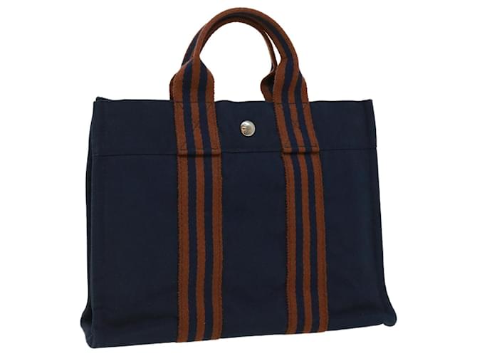 Hermès HERMES Fourre ToutPM Hand Bag Canvas Navy Auth 32784 Navy blue Cloth  ref.710417